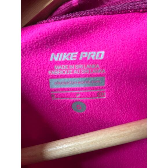 Nike Pro 1/2 Half Zip Long Sleeve Shirt Polka Dot Pink Small Womens Dri-Fit - Picture 6 of 8